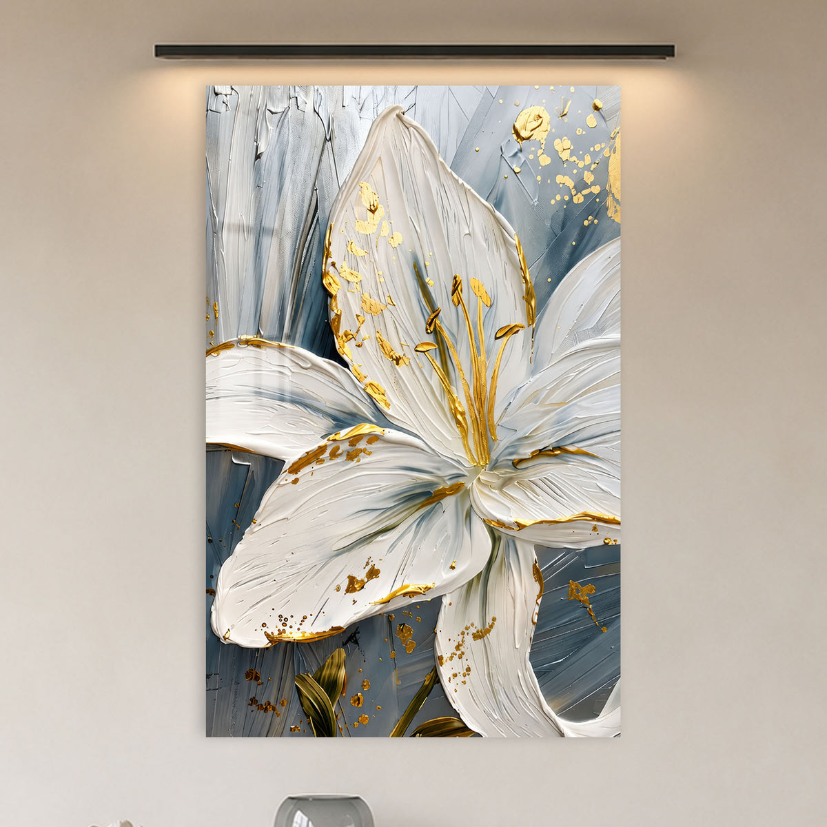 Golden White Lily in a modern room