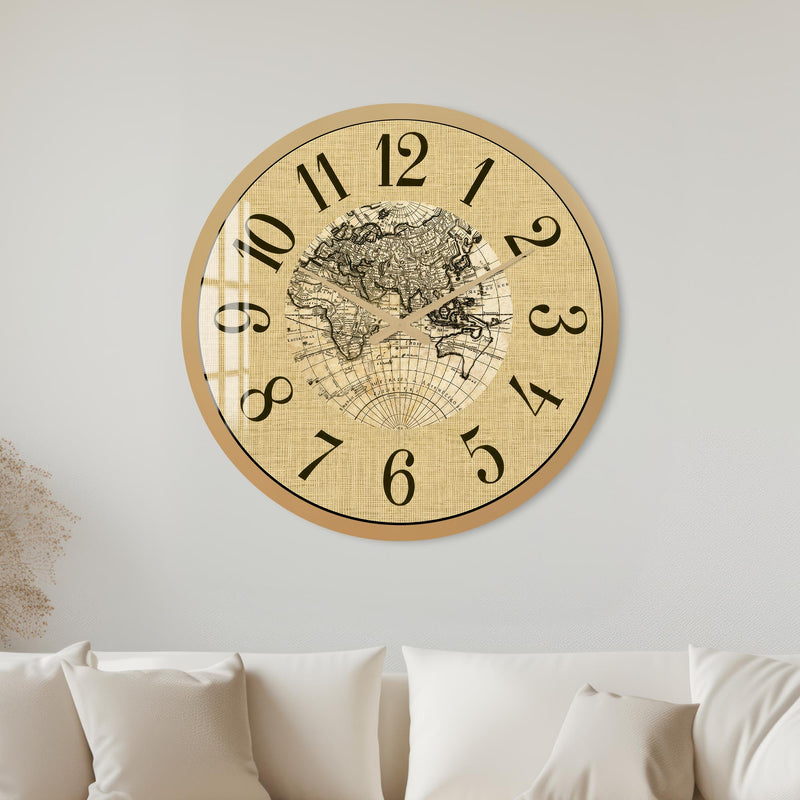 Vintage World Map with gold frame