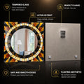 Amber Mosaic Sunburst — tempered glass, ultra HD print, ready to hang