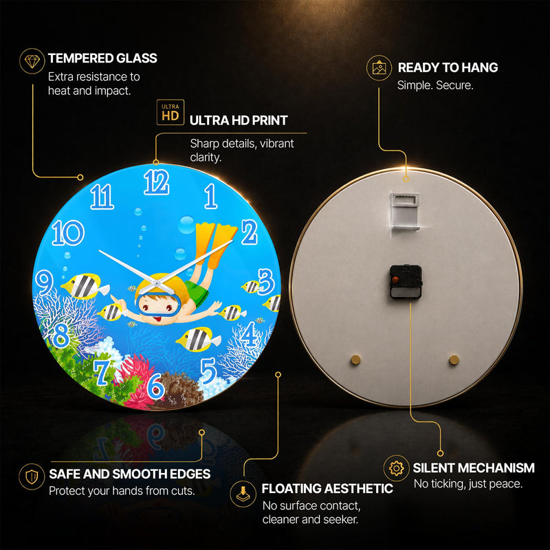 Underwater Snorkelling Adventure — tempered glass, ultra HD print, ready to hang