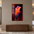 Neon Calla Bloom with gold frame