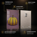 Dotted Golden Pumpkin — tempered glass, ultra HD print, ready to hang