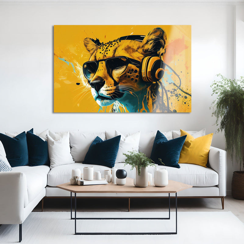 Artronauts Glass Print Dj Cheetah