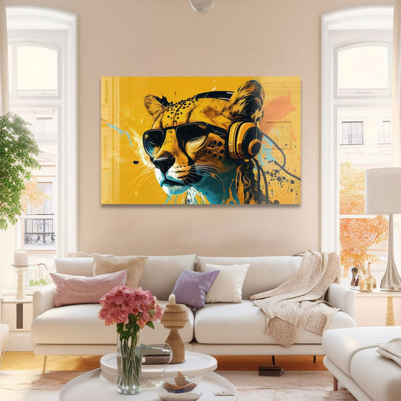 Artronauts Glass Print Dj Cheetah