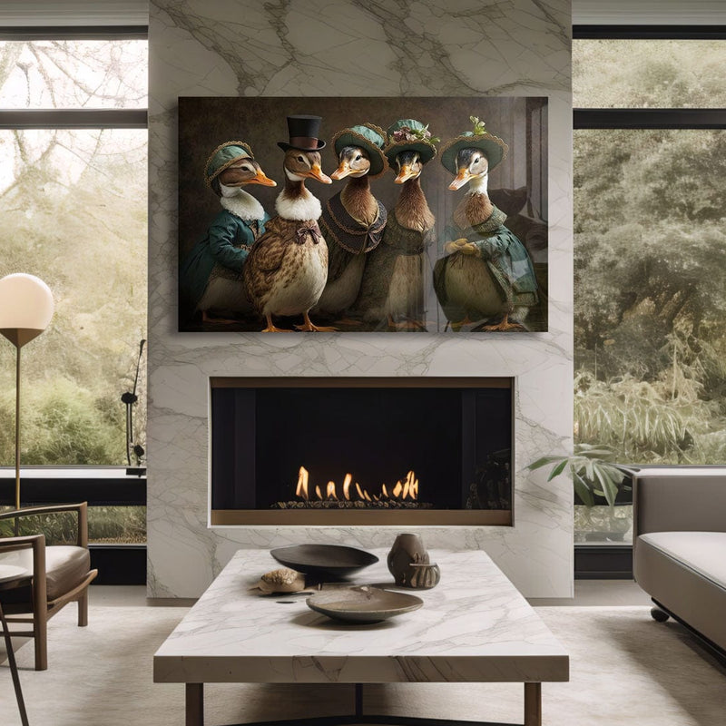 Artronauts Glass Print Duck Family
