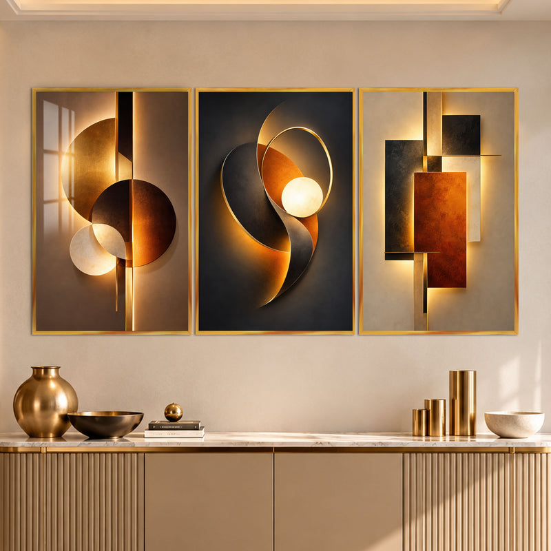 Golden Abstract Harmony with gold frame