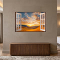 Desert Window Sunset with walnut frame