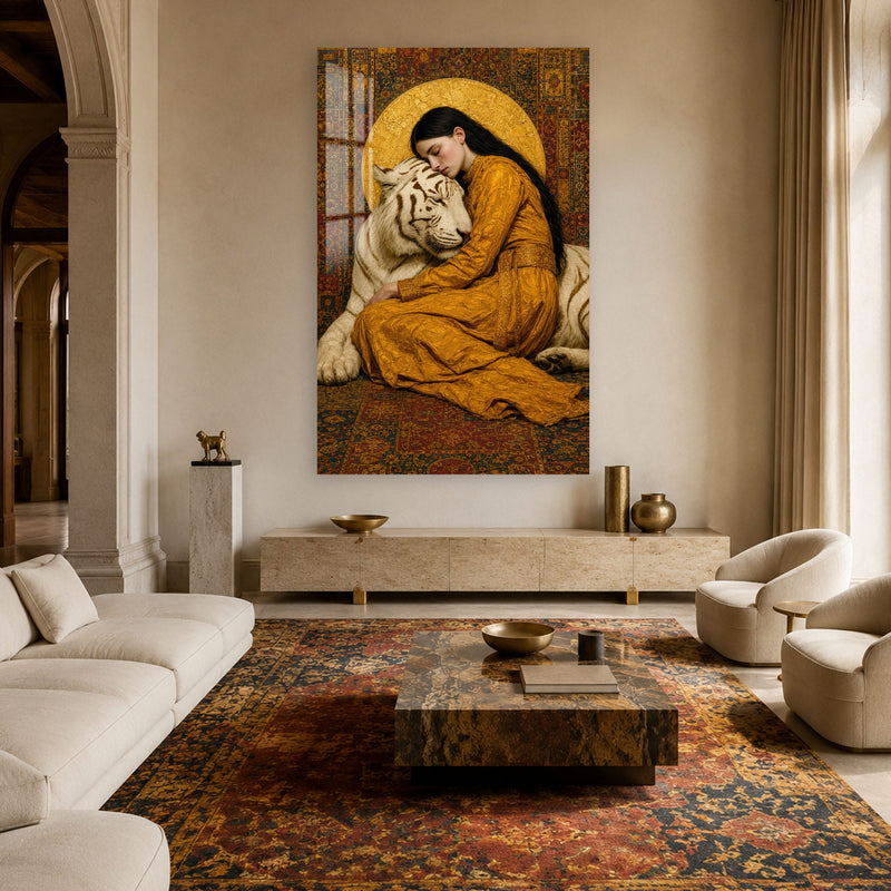 Artronauts Glass Print Golden Guardian Glass Wall Art
