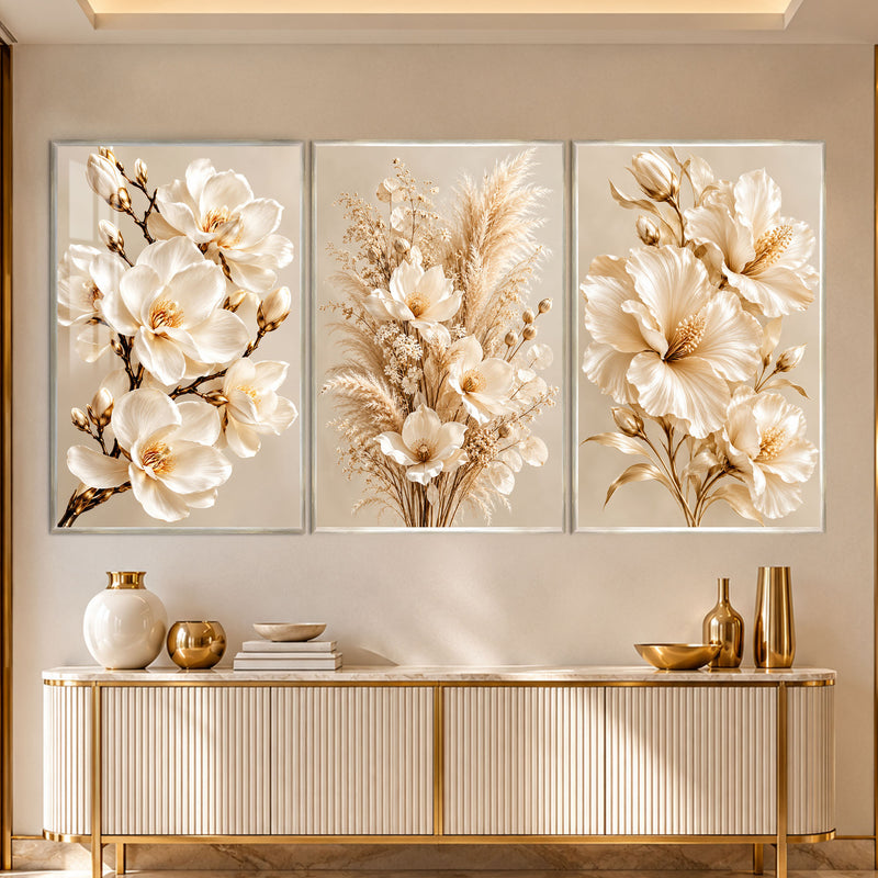 Ivory Blossom with silver frame
