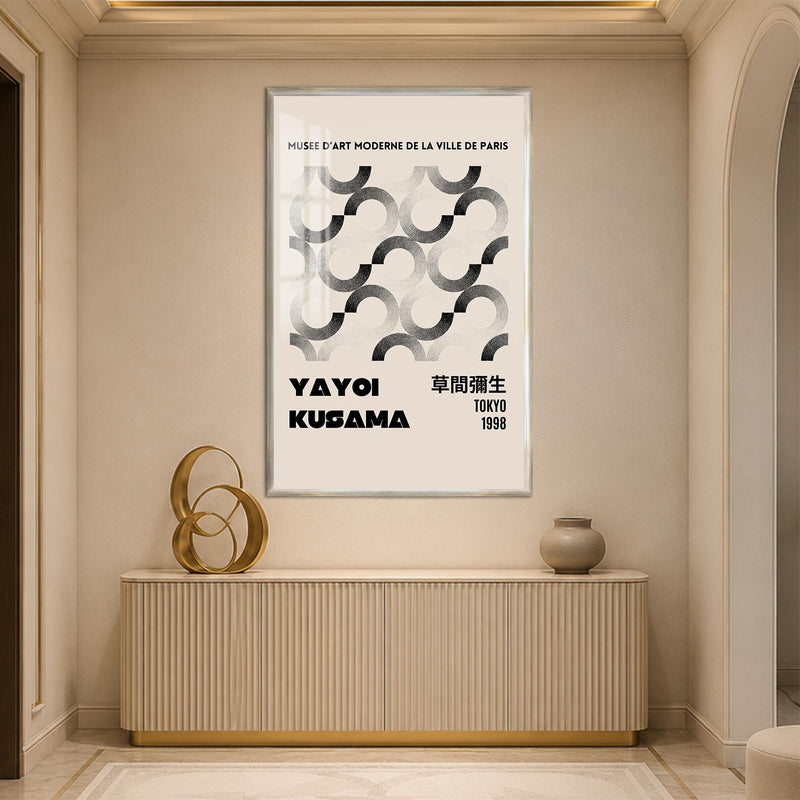 Yayoi Kusama Retro Poster with silver frame