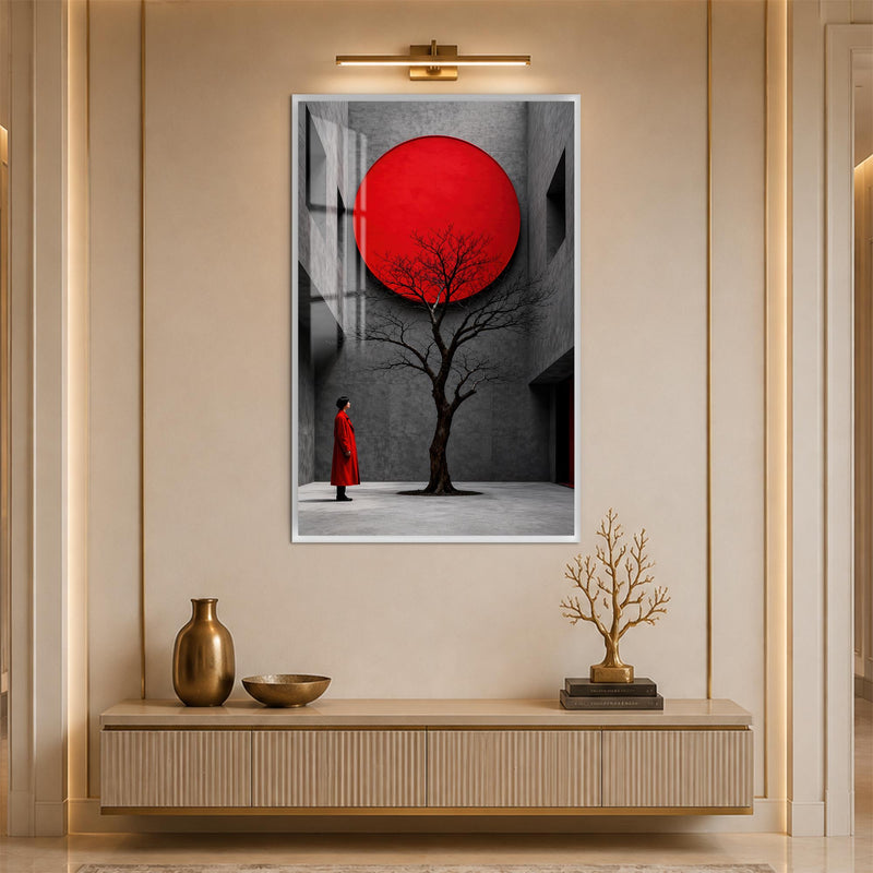 Red Sun Courtyard with white frame
