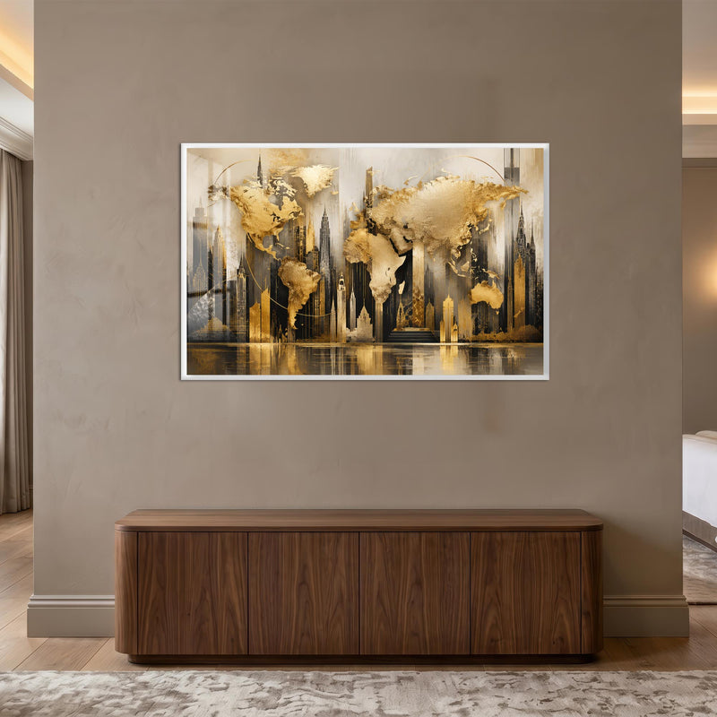Golden World Metropolis with white frame