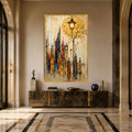 Artronauts Glass Print 12x18 cm | 4.7"x7.1" / Gold Golden City Promenade Glass Wall Art
