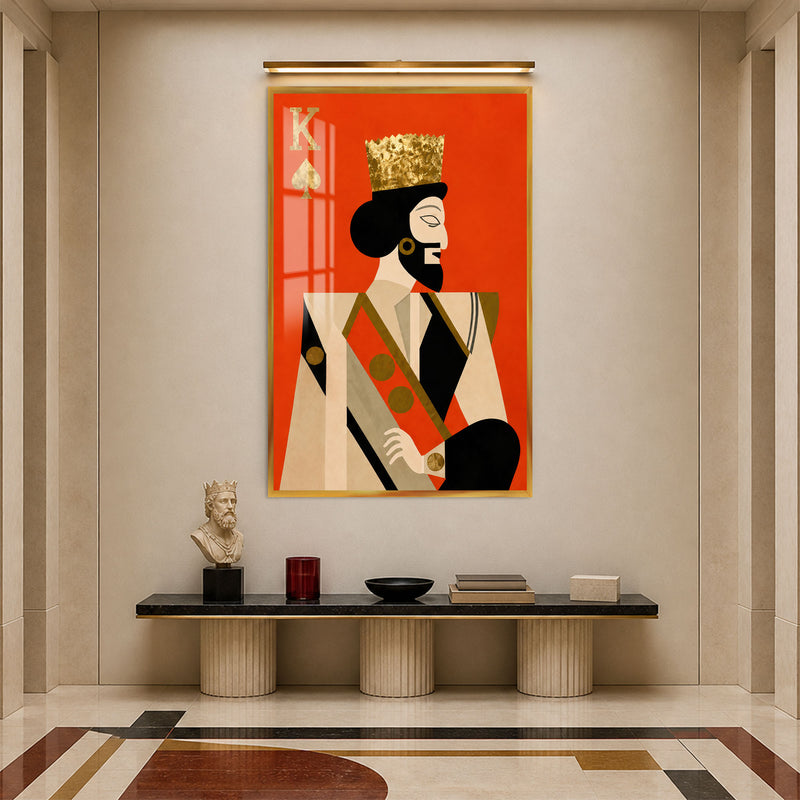 Artronauts Glass Print 12x18 cm | 4.7"x7.1" / Gold King Of Spades Glass Wall Art