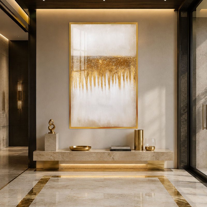 Artronauts Glass Print 12x18 cm | 4.7"x7.1" / Gold Golden Horizon Glass Wall Art