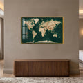 Emerald World Map with gold frame