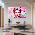Frida Butterfly Pop Portrait with white frame