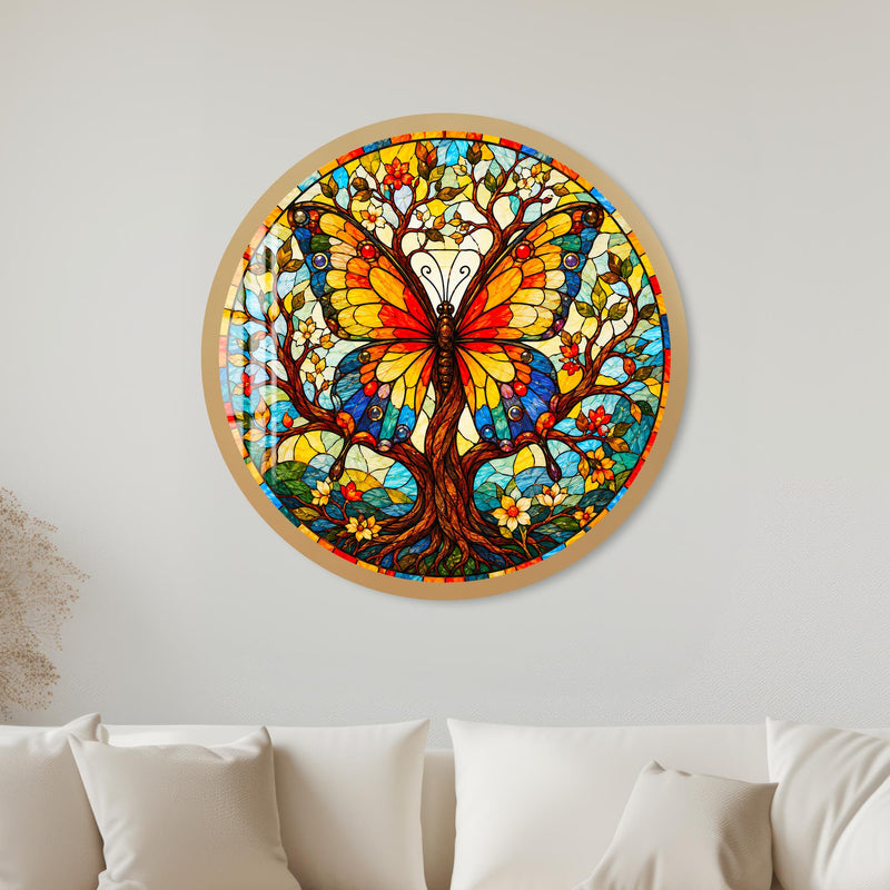 Butterfly Tree Mosaic with gold frame