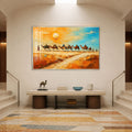 Desert Caravan Crossing with silver frame