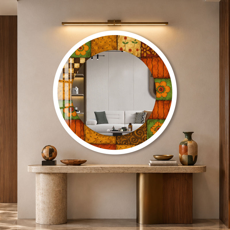 Rustic Floral Patchwork with white frame