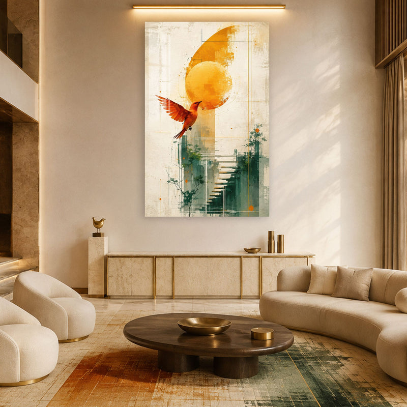 Artronauts Glass Print Flight Toward The Sun Glass Wall Art