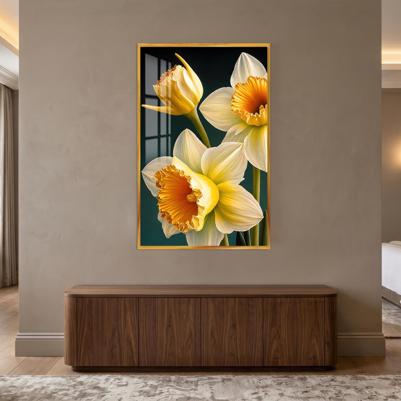 Golden Daffodil Bloom with gold frame