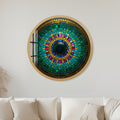 Concentric Emerald Iris Mandala with gold frame