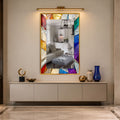 Prismatic Glass Mosaic with gold frame