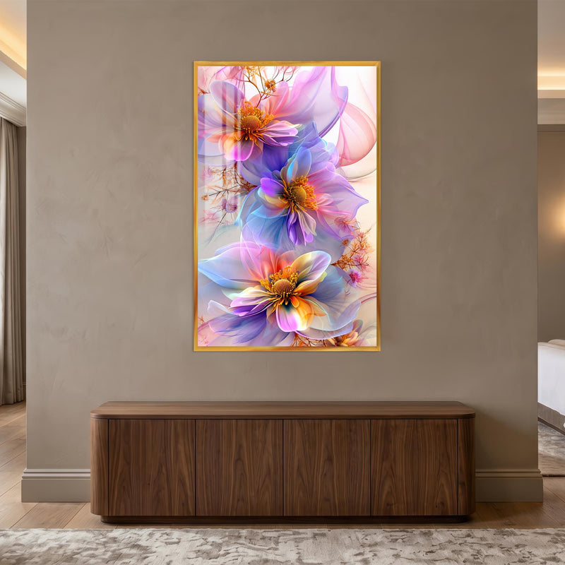 Iridescent Floral Dream with gold frame