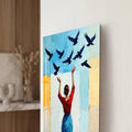 Woman Releasing Birds close-up angled detail