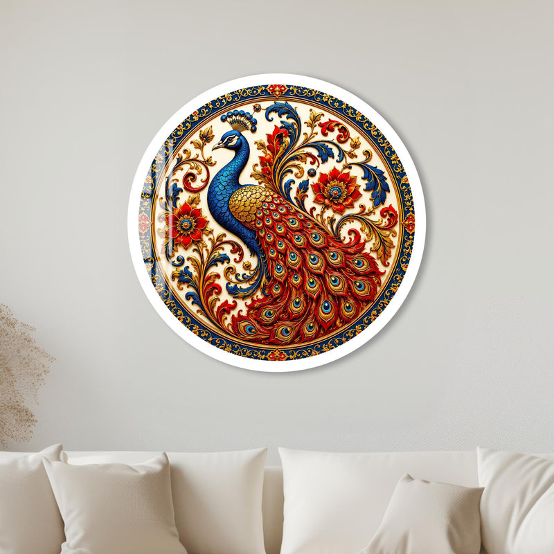 Regal Peacock Flourish with white frame