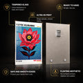Dotted Red Bloom — tempered glass, ultra HD print, ready to hang