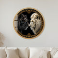 Lion And Tiger Portrait with gold frame