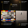 Mondrian Mosaic — tempered glass, ultra HD print, ready to hang