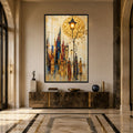 Artronauts Glass Print 12x18 cm | 4.7"x7.1" / Black Golden City Promenade Glass Wall Art