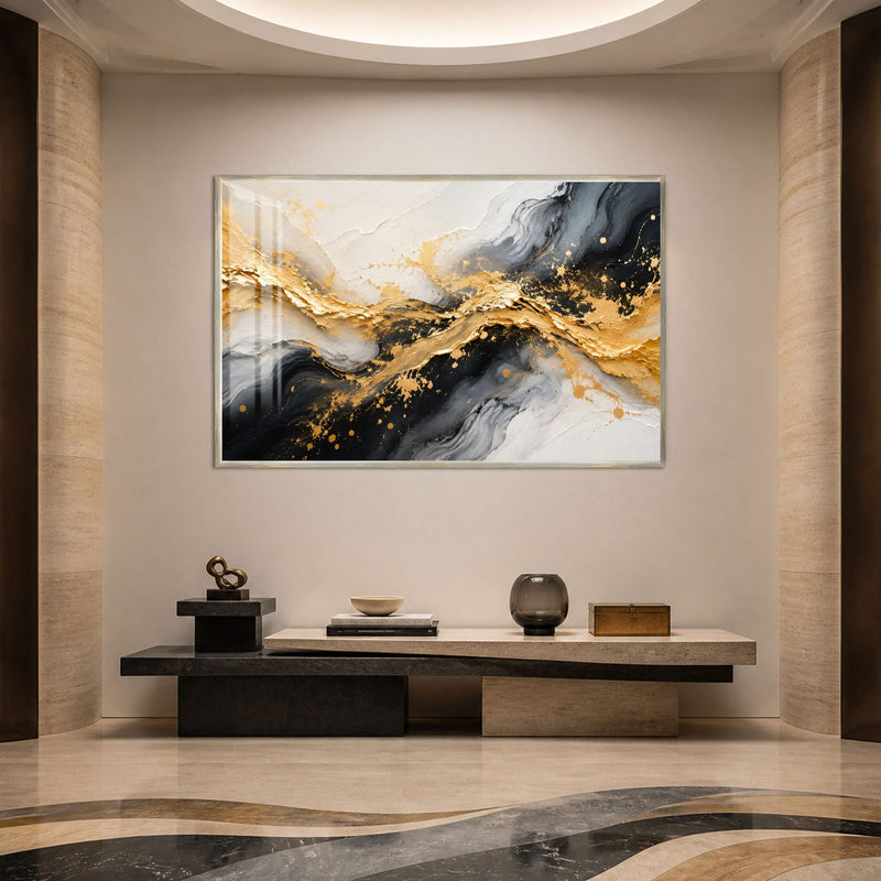 Gilded Marble Current with silver frame