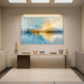 Golden Horizon Reflections with silver frame