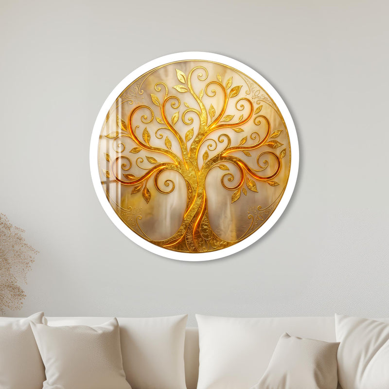Golden Filigree Tree Of Life with white frame
