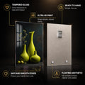 Sculptural Green Vases — tempered glass, ultra HD print, ready to hang
