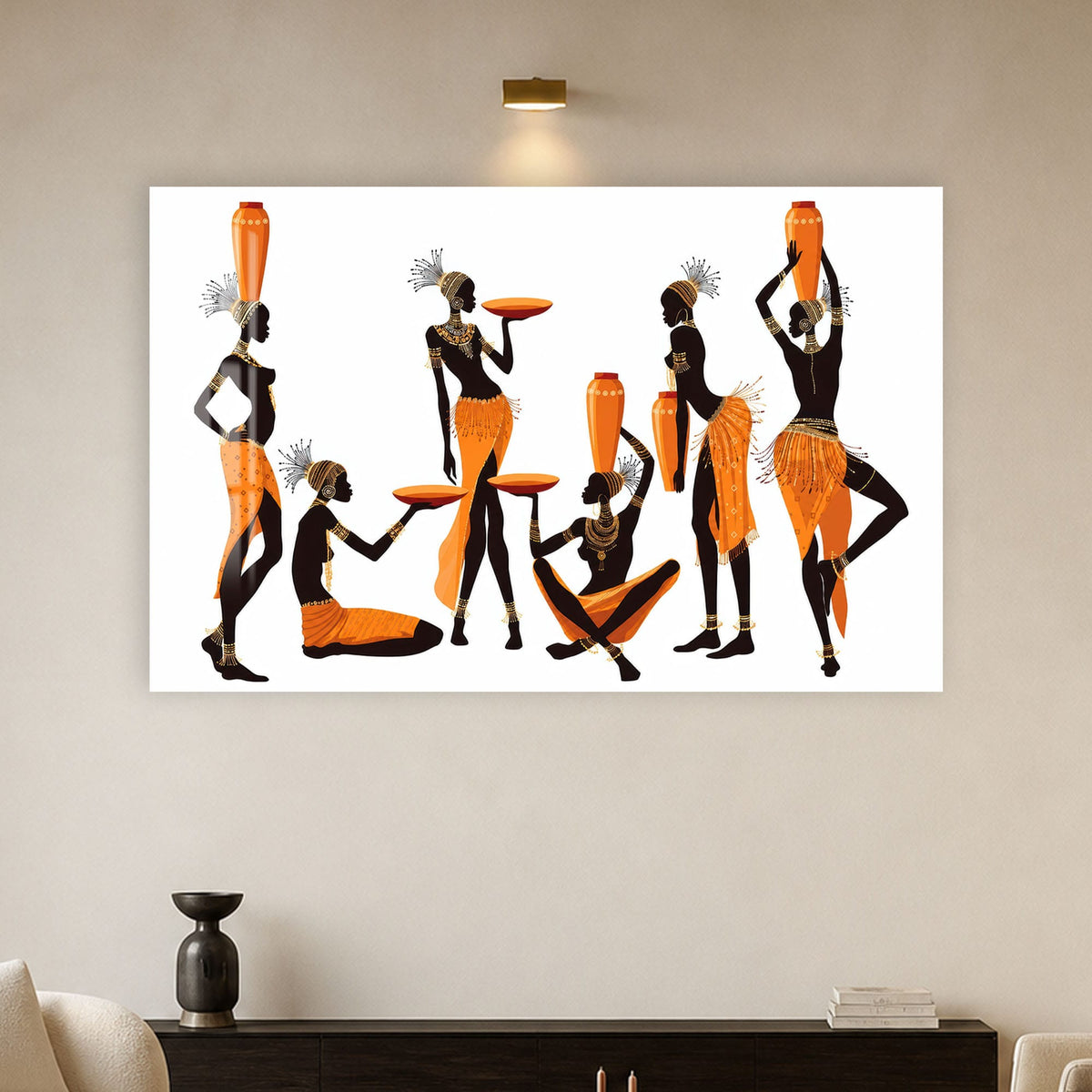 Artronauts Glass Print African Tribal Silhouettes Glass Wall Art