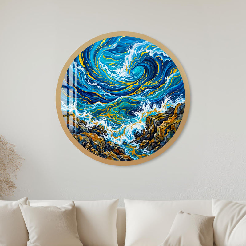 Gilded Ocean Vortex with black frame