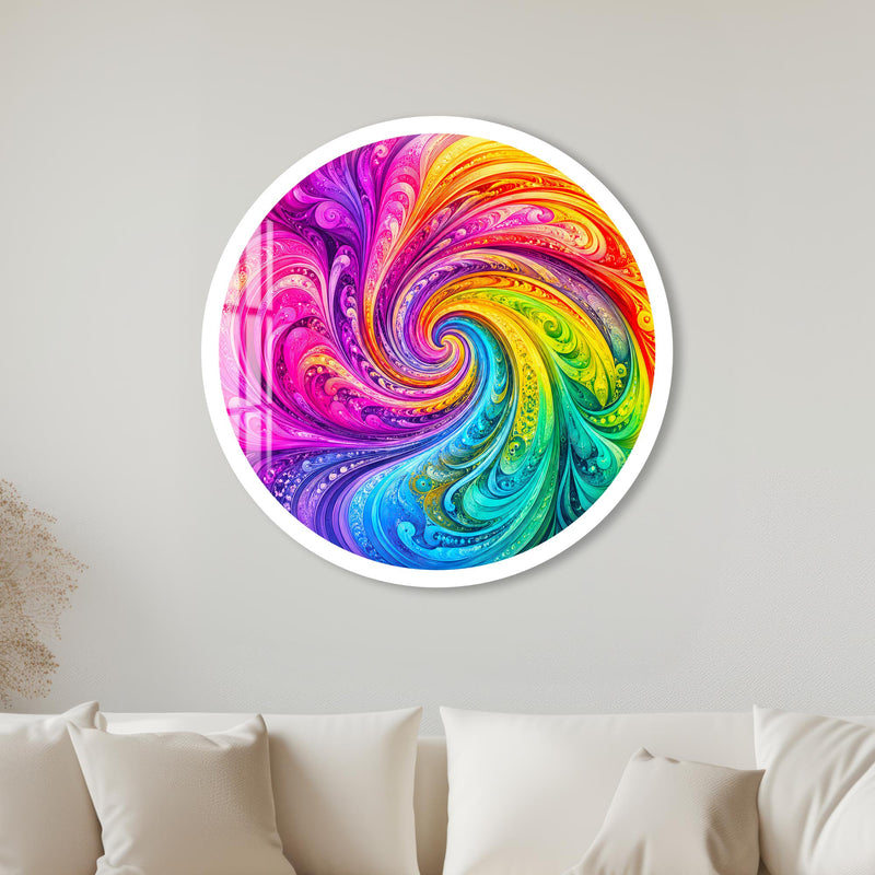 Rainbow Paisley Vortex with white frame