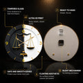 Golden Scales of Justice — tempered glass, ultra HD print, ready to hang