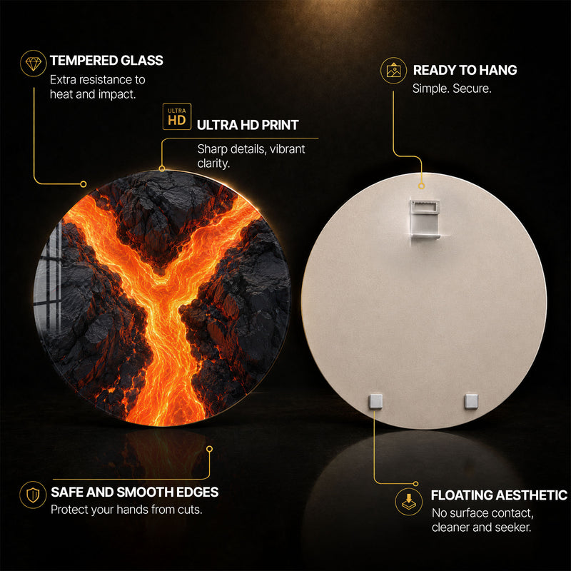 Molten Lava Flow — tempered glass, ultra HD print, ready to hang