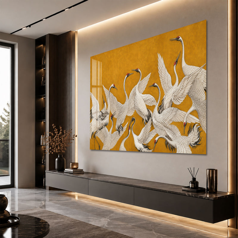 Golden Cranes in Flight angled lifestyle view