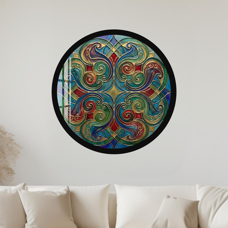 Art Nouveau Enamel Scrollwork with black frame