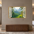 Tropical Terrace View with gold frame