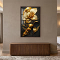Gilded Midnight Bloom with walnut frame