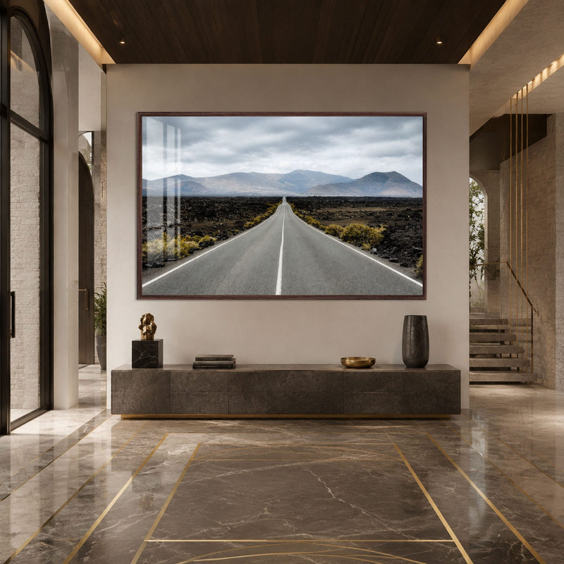 Artronauts Glass Print 18x12 cm | 7.1"x4.7" / Walnut Road Through Lava Glass Wall Art