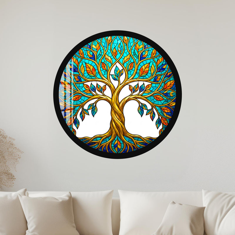 Autumn Gold Tree Of Life with black frame
